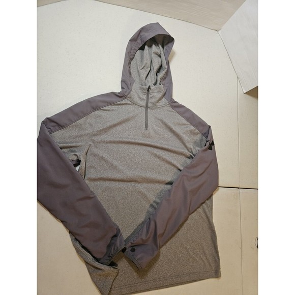 Under Armour Hoodie Mens Medium Gray Sweatshirt Quarter Zip Cold Gear Zipper M - Picture 1 of 5